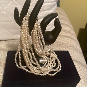 Eight Strand Faux Pearl Necklace Choker 15”